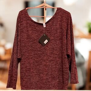 Haute Fox Purple Marled‎ Knit Dolman Sleeve Top 2X NWT Soft Stretchy